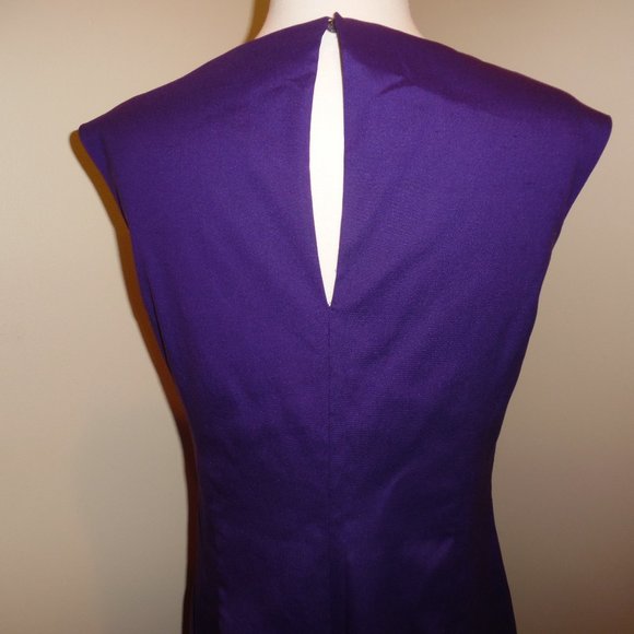 Piazza Sempione Purple Silk Pencil Sheath Work Career V-neck Dress 8 Medium - Picture 3 of 8